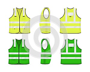 Safety reflective vest icon sign flat style design vector illustration set.