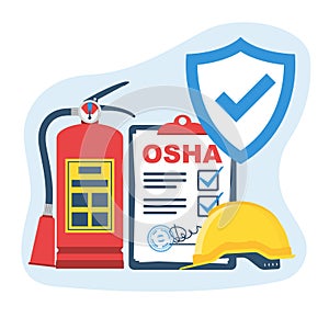 Safety regulations. OSHA concept. Occupational Safety and Health Administration.