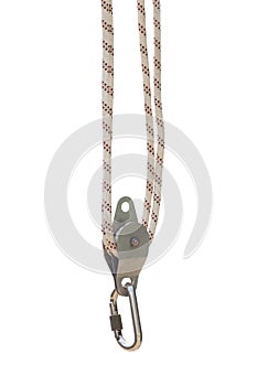 Safety Rope lifting reel hoist crane isolated photo