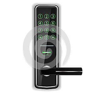 safety security automatic digital room door lock isolate on white background vector illustrations