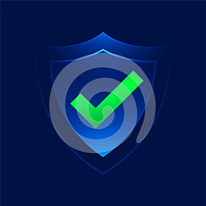 safety shield logo icon with checkmark in concept of firewall antivirus
