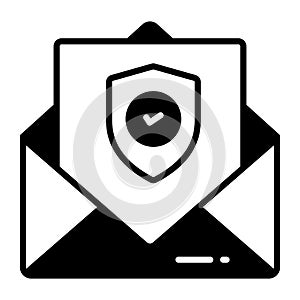 Safety shield with mail vector design of email protection, editable icon