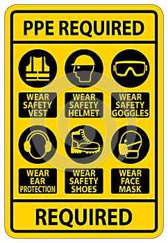 Safety Sign Displaying Required Personal Protective Equipment for Workplace Compliance