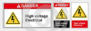 Safety Sign hight voltage electrical, sign lanscape and potrait forms, ANSI and OSHA standard formats photo