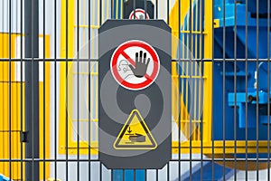 Safety sign on machine