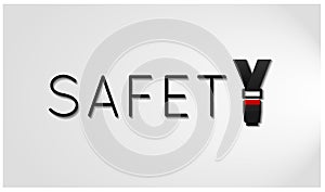 Safety sign with seatbelt icon. Flat style vector illustration.