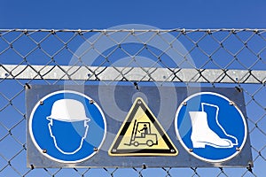 Safety signs on an industrial site