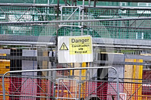 Safety starts here and health safety construction board notice signs where building works are taking place