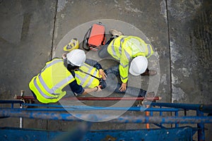 Safety team help employee accident.