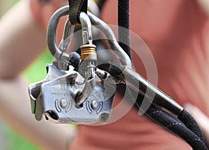 Safety tether springhook and safety rope part photo