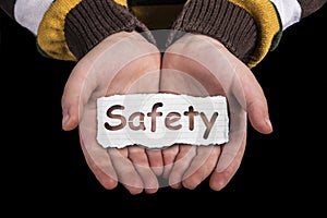 Safety text on hand photo