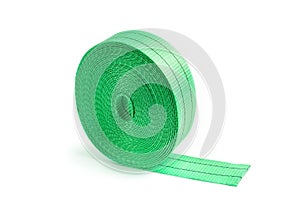 Safety textile tape rolled into a skein isolated on a white background