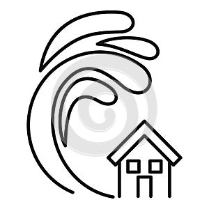 Safety tsunami wave icon, outline style
