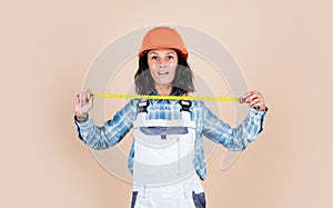 safety uniform. equipment for repairing. mechanic girl in protective hardhat. building and construction. professional