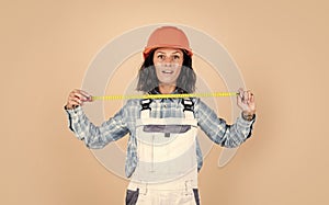 safety uniform. equipment for repairing. mechanic girl in protective hardhat. building and construction. professional