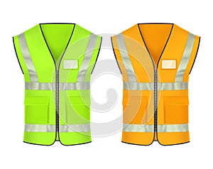 Safety vest with reflective strips, vector mockup