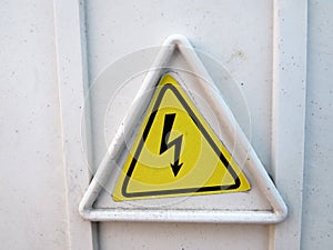Safety warning sign `Danger of electric shock`