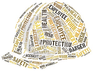 Safety at work concept. Word cloud illustration.