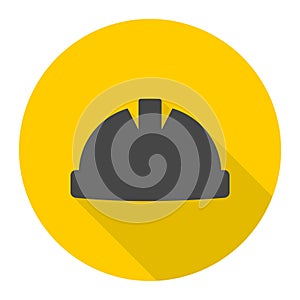 Safety worker hardhat icon with long shadow