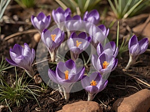 Saffron (Crocus sativus) in the garden