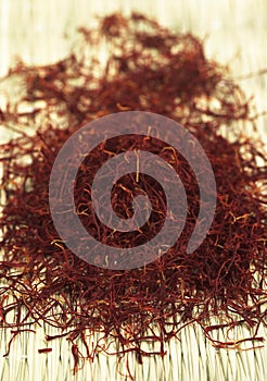 Saffron, crocus sativus, Spice derived from dried Saffron Crocus stigmas photo