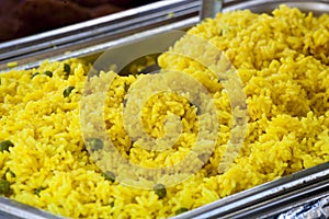 Saffron curried yellow rice and peas.