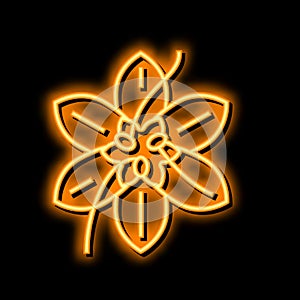 saffron flower bud neon glow icon illustration