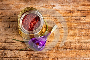 Saffron flower and spice tea crop in a box