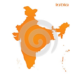 Saffron India map hindusthan isolated on white background illustration