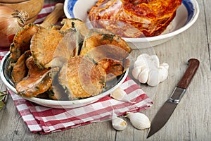 Saffron milk caps with potatoes and pork ribs