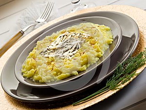 Saffron risotto with gold leaf