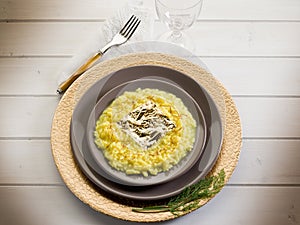 Saffron risotto with gold leaf