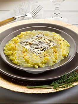 Saffron risotto with gold leaf