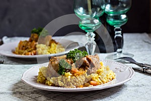 Saffron Risotto and pork