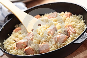 Saffron risotto with salmon