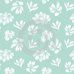 Saffron seamless pattern . Crocus flower pattern. Hand-drawn vector illustration