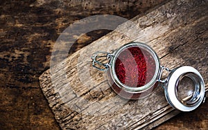 Saffron spice tea in a traditional box