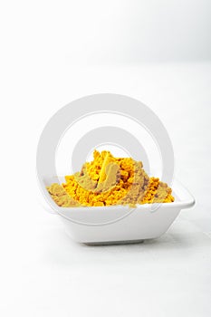 Saffron spice in white dish
