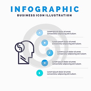 Sag, Brian, Head, Mind Line icon with 5 steps presentation infographics Background