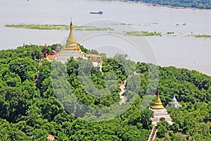Sagaing Hill Pagodas And Irrawaddy River, Sagaing, Myanmar