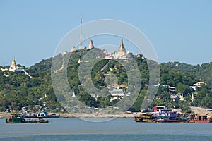 Sagaing Hills and Irrawaddy river. The surroundings of Mandalay sity, Myanmar