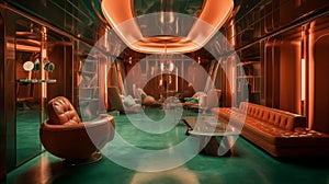 Sage Green Rust Orange Futuristic Luxury Interiors by Steven Meisel