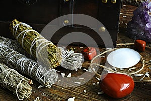 Sage Smudge Bundles and Healing Crystals