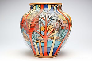 saggar fired ceramic pot showcasing vibrant colorplay photo