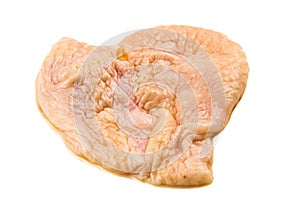 Saggy chicken skin removed from breast meat