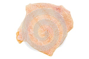 Saggy chicken skin removed from breast meat photo