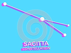 Sagitta constellation 3d symbol. Constellation icon in isometric style on blue background. Cluster of stars and galaxies. Vector