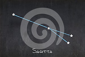 Sagitta constellation drawn on a blackboard