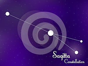 Sagitta constellation. Starry night sky. Cluster of stars, galaxy. Deep space. Vector illustration