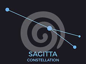 Sagitta constellation. Stars in the night sky. Cluster of stars and galaxies. Constellation of blue on a black background. Vector